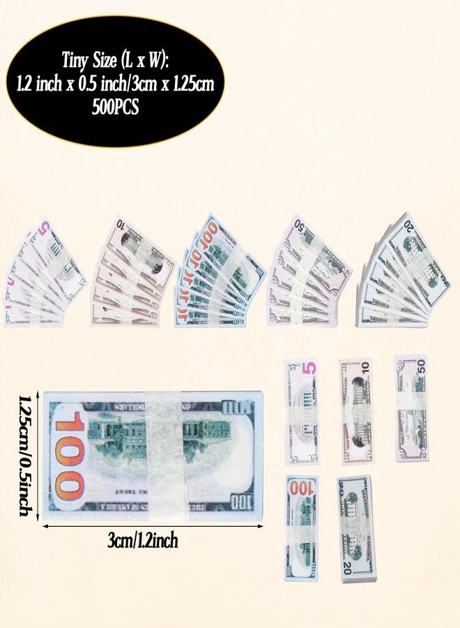 loghohu 500 Pcs Miniature Scene Dollars 1:12 Mini Dollar Fake Bills 5 10 20 50 100 Dollar Bills Prop Money Realistic Mini Simulation Dollar Toy Banknote for Dollhouse Scene Model Craft Decoration Accessories - Image 2